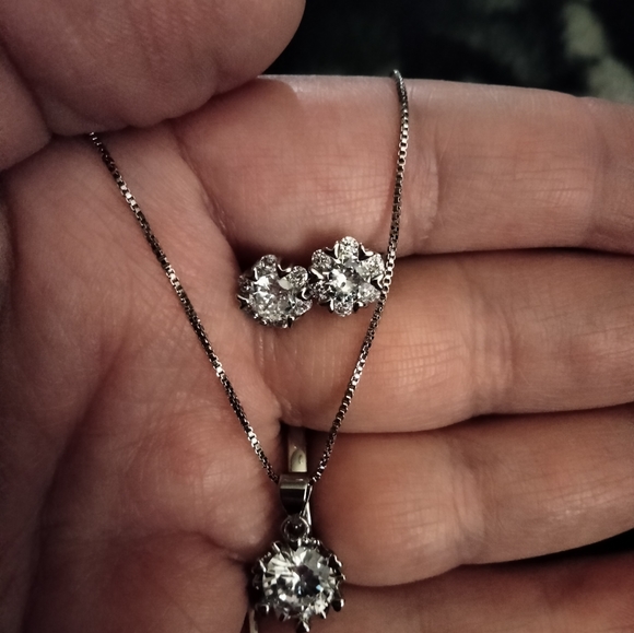 2pc 2ctw Zircon Diamond Sterling Silver set - Picture 2 of 11